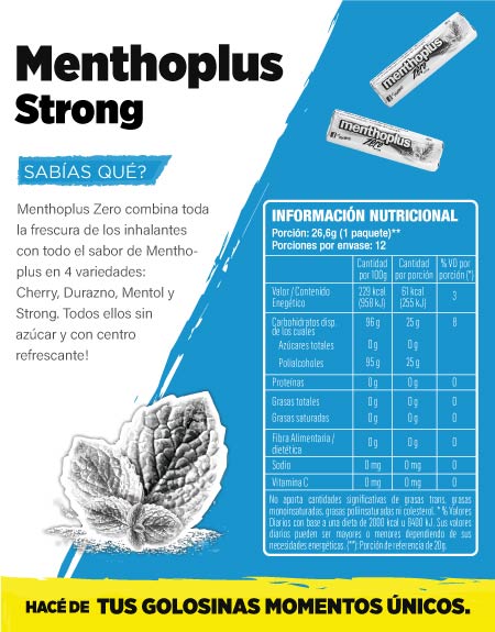 Tabla nutricional - Menthoplus Zero Strong