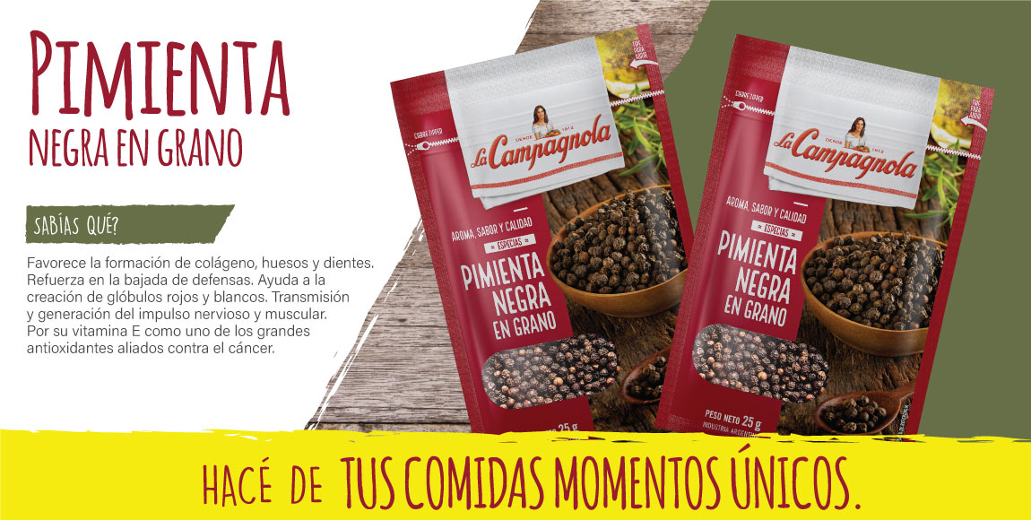 Tabla nutricional - Pimienta Negra en granos La Campagnola