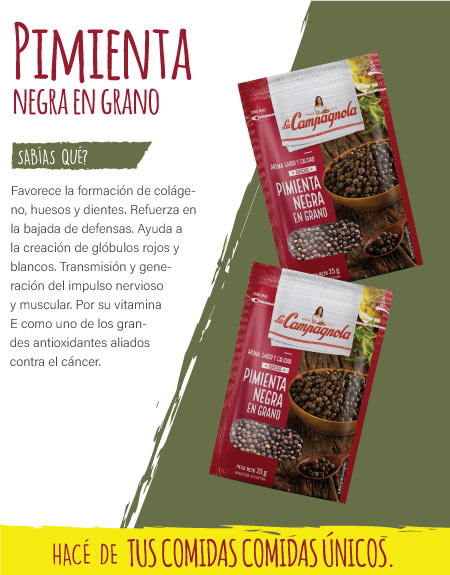 Tabla nutricional - Pimienta Negra en granos La Campagnola