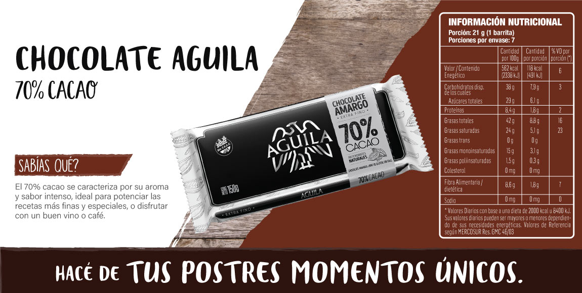 Chocolate Águila 70% Cacao
