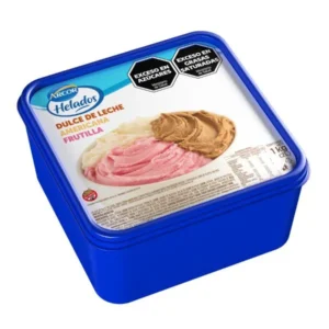 Balde Helado Tres Cremas sabores Dulce de Leche, Americana y Frutilla