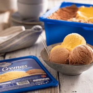 Balde Helado Tres Cremas sabores Dulce de Leche, Chocolate y Vainilla