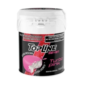 Chicles Confitados Topline Seven Turbo Pink Pote sabor Frutilla