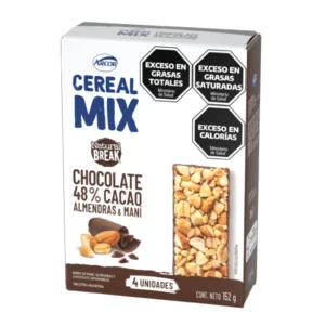 Pack Barra Cereal Mix Chocolate 48% Cacao, Almendras y Maní