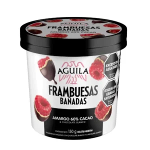 Frambuesas Bañadas con Chocolate Amargo y Chocolate Blanco