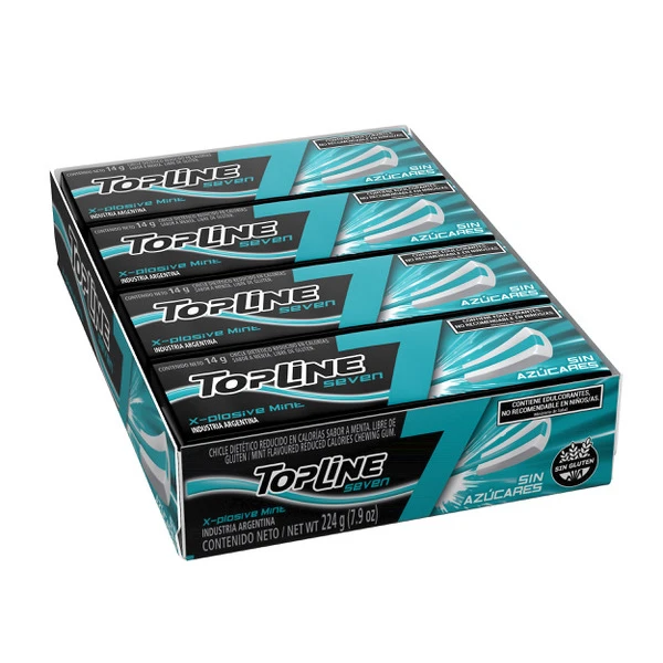 Chicles Top Line 7 Xplos Menta por 16 unidades de 14 gramos